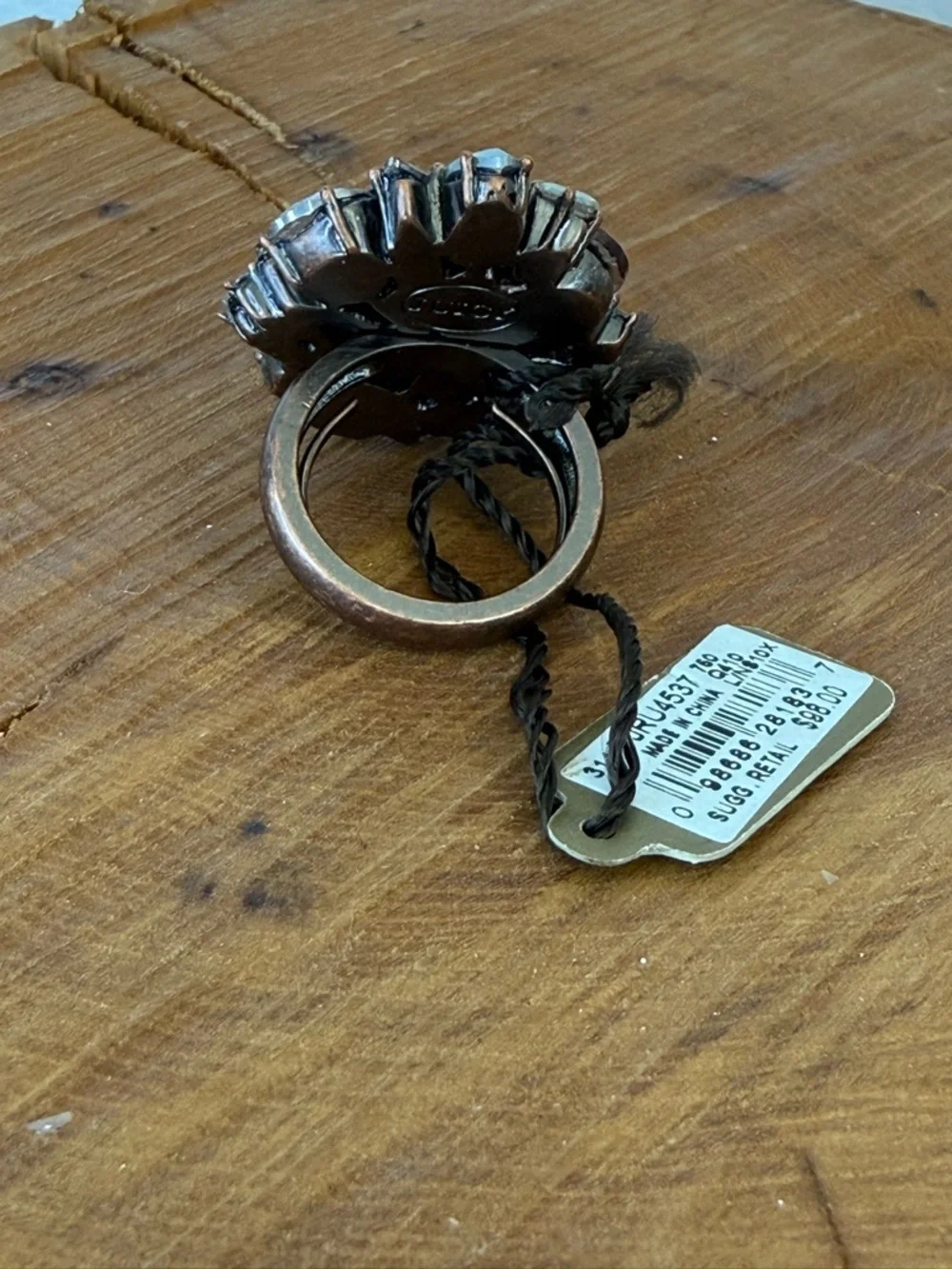Juicy Couture Crystal Cocktail Ring Adjustable Multicolor Statement NWT